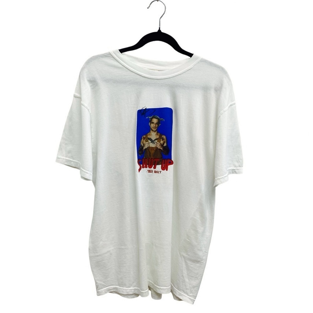 Tyler Posey "Shut Up" Graphic Band Tee Signed Unisex Shirt In White - Picture 5 of 8